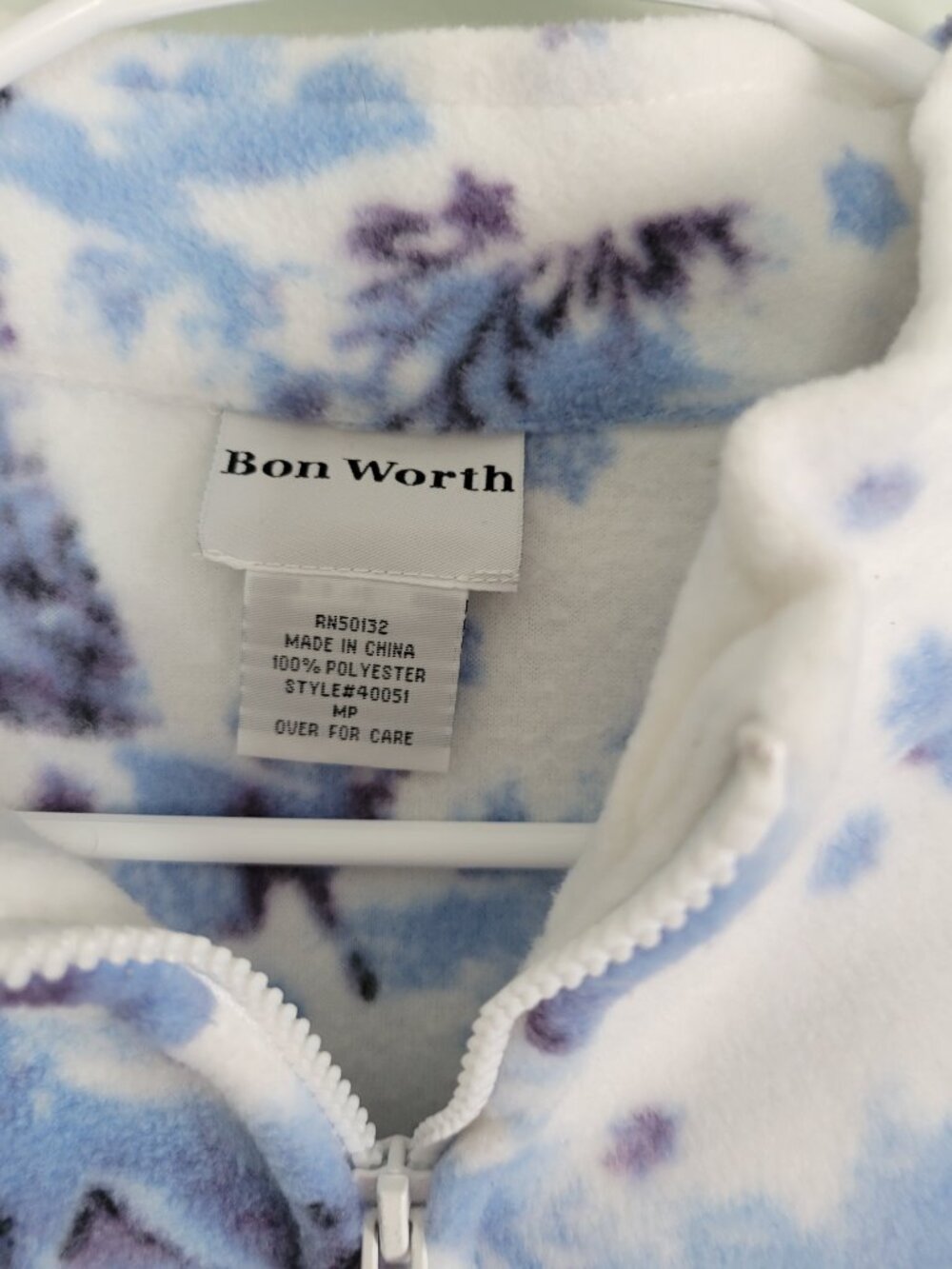 Bon Worth Fleece Jacket Women's PM Winter Scene Full Zip Long Sleeve 90s Vintage - Picture 3 of 5